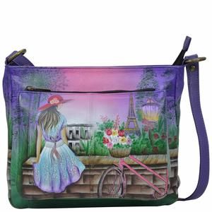 Zip-Top Multi-Compartment Organizer Medium Crossbody, Paris Sunrise, UwU